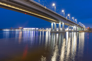 Town bridge at night.