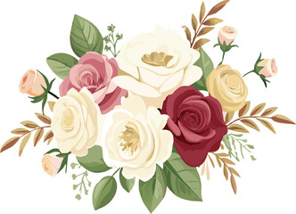 Fototapeta premium Elegant Floral Bouquet with White, Pink, and Red Roses