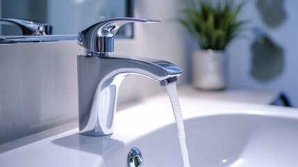 Closeup of Modern Bathroom Faucet