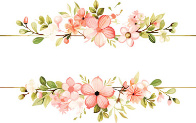 Fototapeta premium Watercolor Floral Border Frame Design Illustration