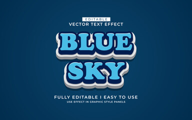 3d editable blue sky text effect graphic style template