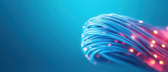 Abstract Blue and Red Fiber Optic Cables.