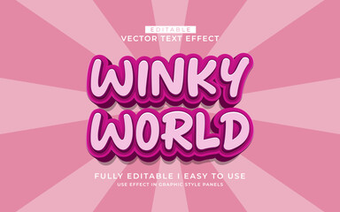 3d editable winky world text effect graphic style template