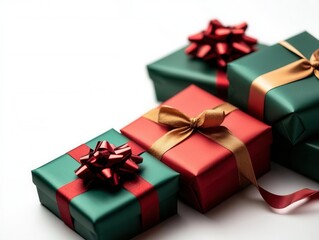 Obraz premium A christmas gift boxes stacked together in red