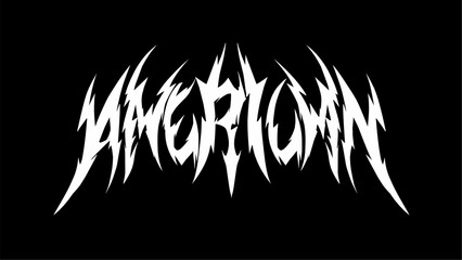 America text typography. Hardcore lettering style y2k hand drawn. Vector illustration for music metal t-shirt print, sticker, poster design