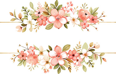 Obraz premium Watercolor Floral Border With Delicate Flowers