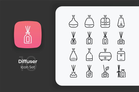 Outline diffuser icon design set