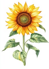 flower illustration in vintage style art, isolated on white background