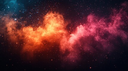 Naklejka premium Colorful cosmic nebula showcasing vibrant hues and stars in deep space
