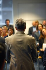 Fototapeta premium Executives delivering a pitch to venture capitalists, seeking funding for a new business venture.