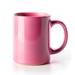 Realistic pink ceramic Coffee Cup on a white background for mock-up.