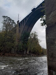 Railway bridge over the Bobr river, Jelenia Gora, Poland. Autumn landscape © PRO Balance