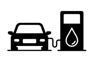 Gas fuel pump station icons set with car logo. Pump petrol symbols. Fuel gasoline station sign. Fuel pump logo. Vector illustration.