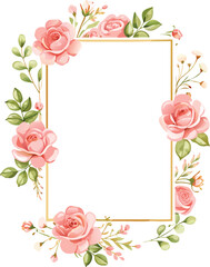 Elegant Floral Frame with Pink Roses