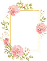 Floral Frame with Delicate Pink Roses