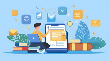 Education Distance E-learning Online Learning Personal development concept. 