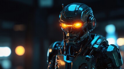 Fototapeta premium Android in ruins, bathed in ethereal light.