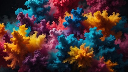 Fototapeta premium Blasts of vibrant ink explode across the canvas, capturing the energy of artistic chaos.
