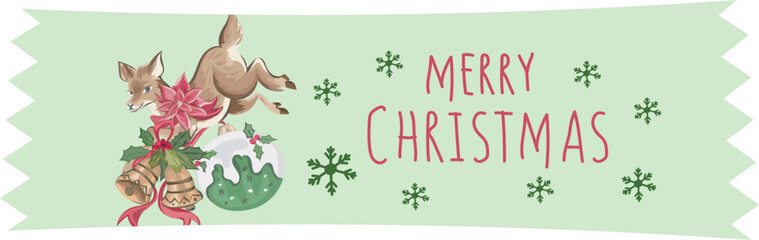 Cute christmas washi tape. Vector illustration.