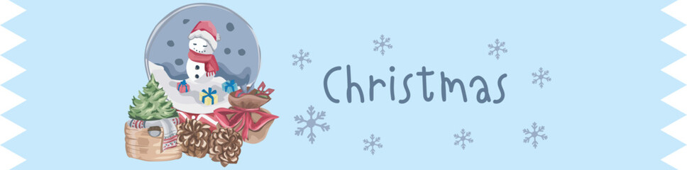 Cute christmas washi tape. Vector illustration.