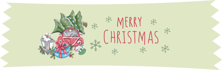Cute christmas washi tape. Vector illustration.