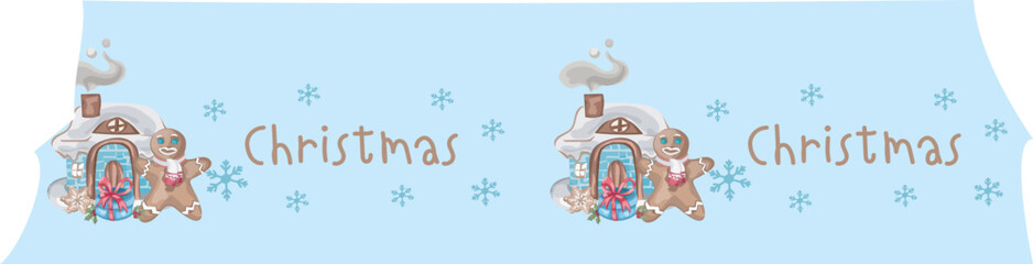 Cute christmas washi tape. Vector illustration.