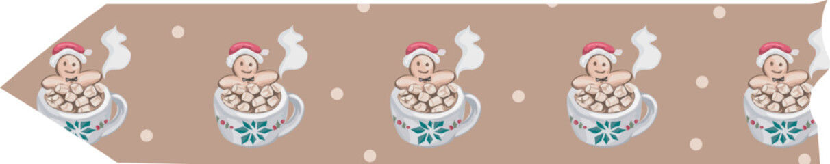 Cute christmas washi tape. Vector illustration.