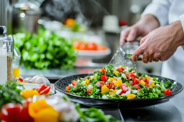 A Clean Kitchen Environment With A Focus On Proper Food Handling Practices, Featuring Hands Washing With Soap, Sanitizing Surfaces, And Storing Raw Meat Separately To Prevent Bacteria Growth