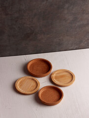 wood table mock up plate empty product business photo display circle kitchen podium object brown old