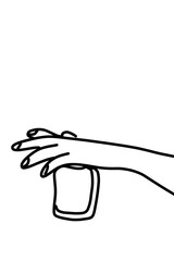 One continuous line, a man is sitting and drinking 