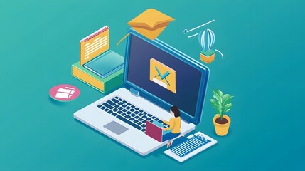 Education Distance E-learning Online Learning Personal development concept. 