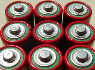 Group of AA batteries. Close view