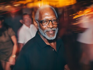 Fototapeta premium A man with glasses and a beard smiles at the camera