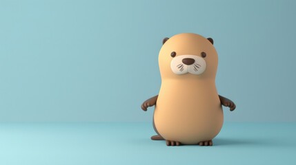Obraz premium Cute 3D Minimalist Otter Character in Soft Colors