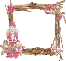 Christmas frame on white background. Vector illustration.