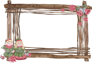 Christmas frame on white background. Vector illustration.