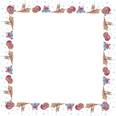 Christmas frame on white background. Vector illustration.