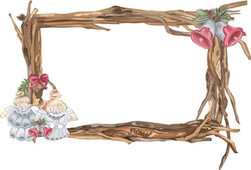 Christmas frame on white background. Vector illustration.