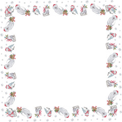 Christmas frame on white background. Vector illustration.