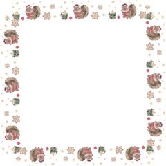 Christmas frame on white background. Vector illustration.
