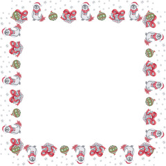 Christmas frame on white background. Vector illustration.