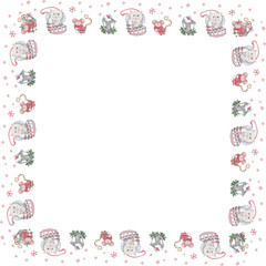 Christmas frame on white background. Vector illustration.