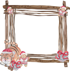 Christmas frame on white background. Vector illustration.