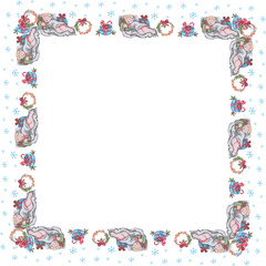 Christmas frame on white background. Vector illustration.