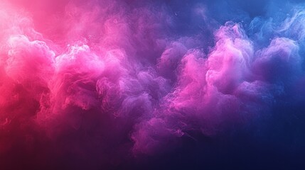 Colorful swirling clouds of pink and blue vapor billow in a dramatic display against a dark backdrop