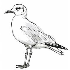 Obraz premium Minimalist Line Art of a White Gull