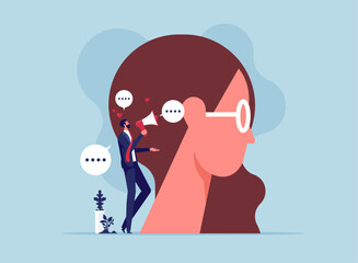 Storytelling, the art of communication or telling and share idea, inspiration, promote marketing campaign in advertising concept, smart businessman marketer using megaphone to tell their story