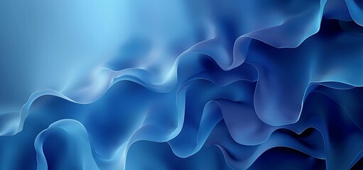 Obraz premium Abstract Blue Gradient Background with Wavy Curves and Fluid Texture