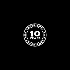 10 years experience icon isolated on dark background