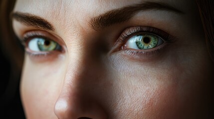 Naklejka premium A detailed shot of a mature Caucasian woman's face, showcasing natural beauty and skincare